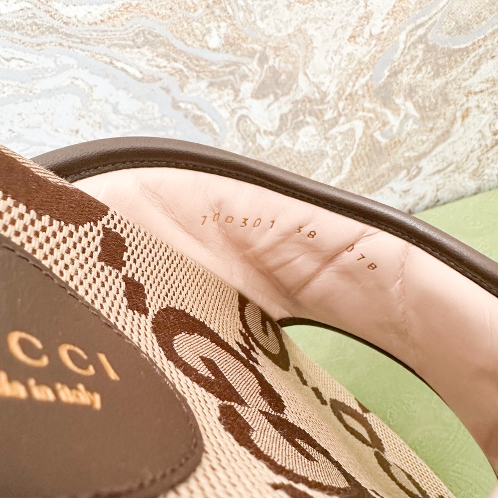 New! Gucci Monogram Jumbo GG Angelina Platform 55mm Slide Sandals - Picture 8 of 9